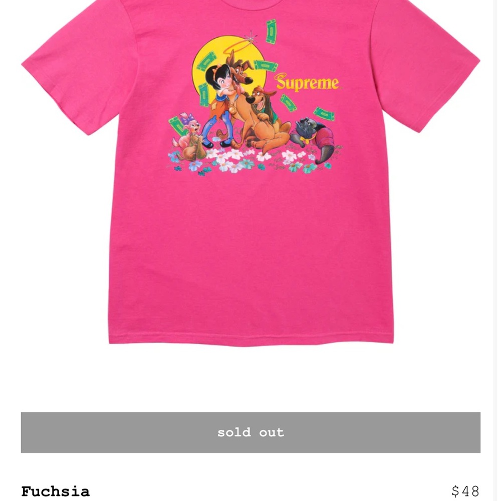 Supreme Pink 
All Dogs Go To Heaven Tee